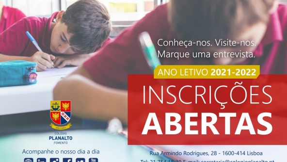 Planalto - Inscrições abertas - ano letivo 2021-2022