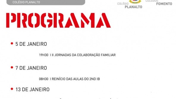 Planalto - Calendário de Janeiro
